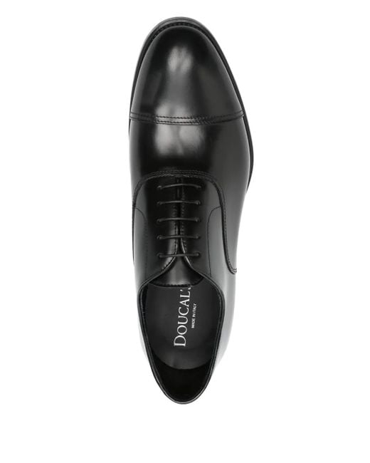 Doucal's Black Leather Oxford Shoes for men
