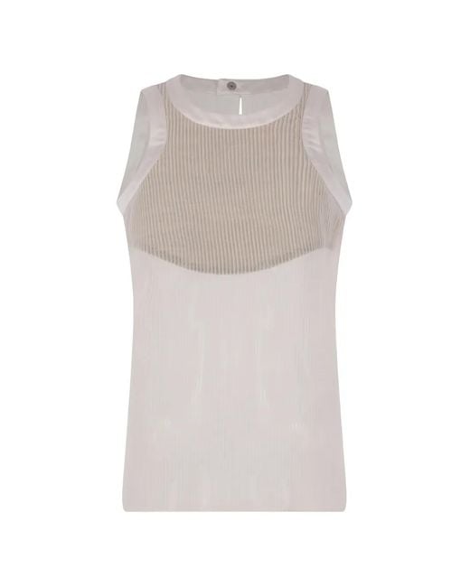 Sacai White Pleated Chiffon Sleeveless Top
