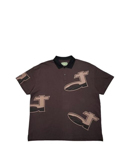 DENIM TEARS Brown Logo-Print Pique Polo Shirt for men