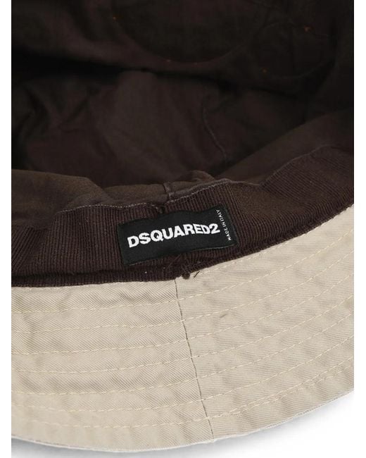 DSquared² White Logo-Patch Appliqué Bucket Hat for men