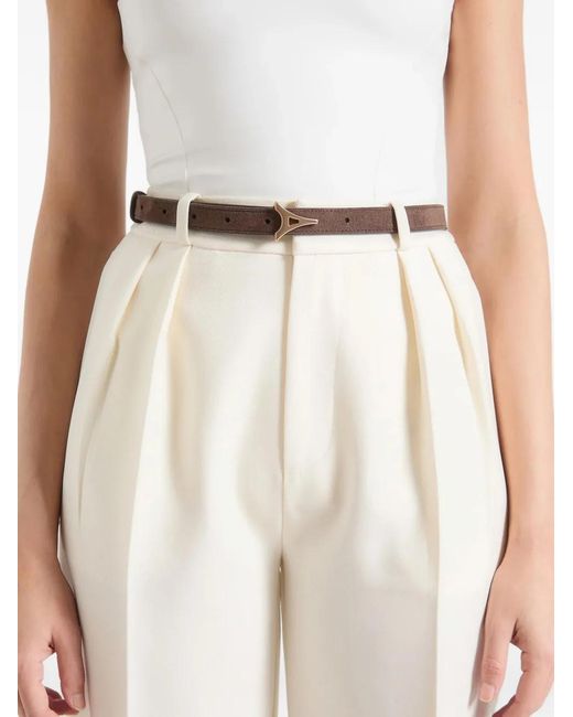 Manière De Voir White Leonie Eiffel Slim Suede Belt