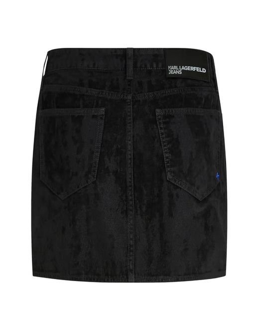 Karl Lagerfeld Black Velvet Denim Mini Skirt