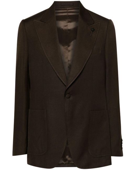 Lardini Black Brooch-detail Single-breasted Blazer for men