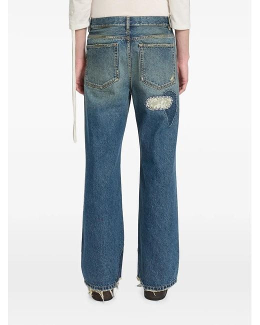 Ann Demeulemeester Blue Distressed Patchwork Jeans for men