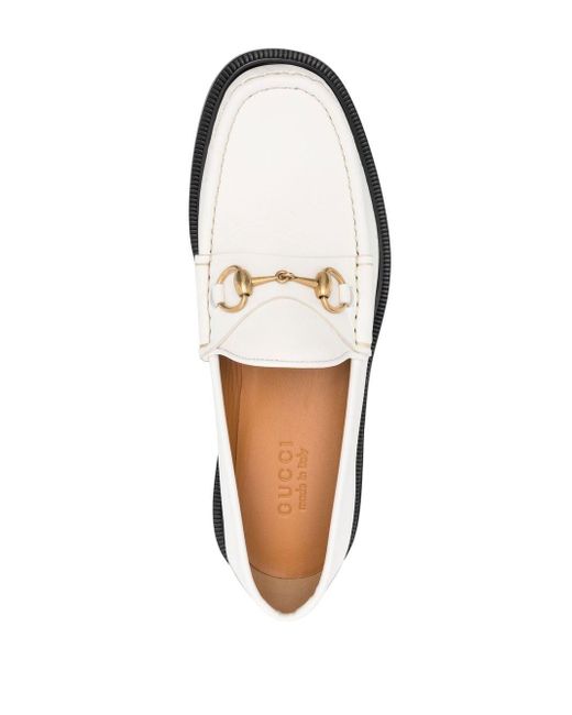 Gucci White Horsebit Leather Loafers for men
