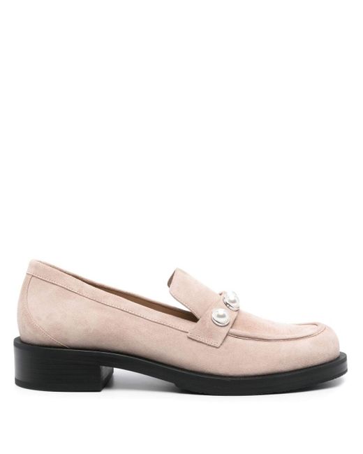 Stuart Weitzman Pink Portia Leather Loafers