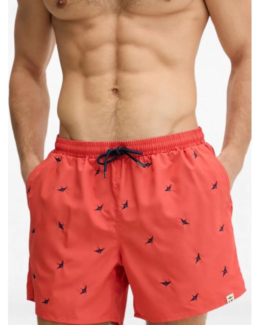 Aeronautica Militare Embroidered-Logo Drawstring Swim Shorts for men