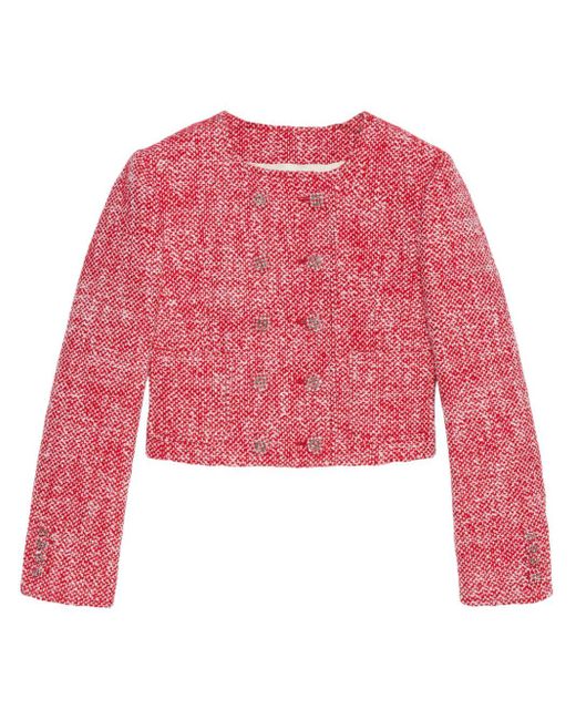 Gucci Red Double-breasted Tweed Jacket