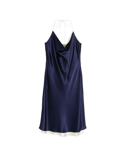 TOVE Blue Joss Cowl-Neck Midi Dress