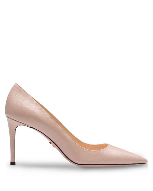 pink leather pumps