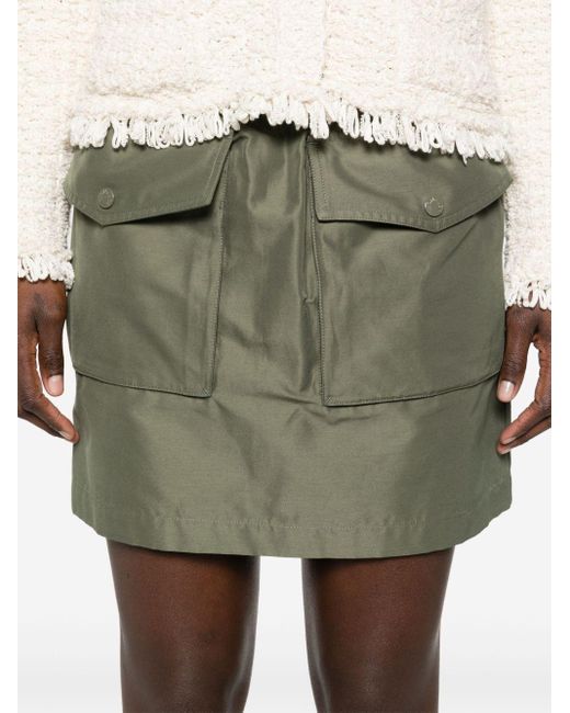 Moncler Green Elasticated-waist Cargo Miniskirt