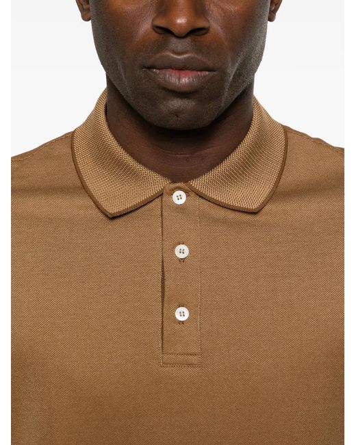 Canali Brown Collar Trim Polo Shirt for men
