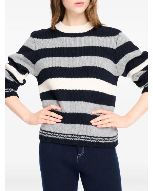 Barrie Blue Chunky-Knit Striped Sweater