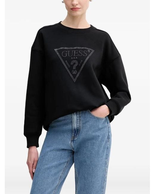 Guess Black Embellished-Logo Sweatshirt