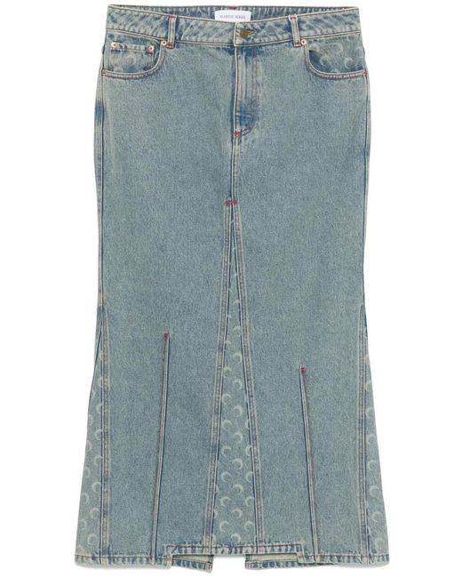 MARINE SERRE Blue Moon-Laser Denim Skirt