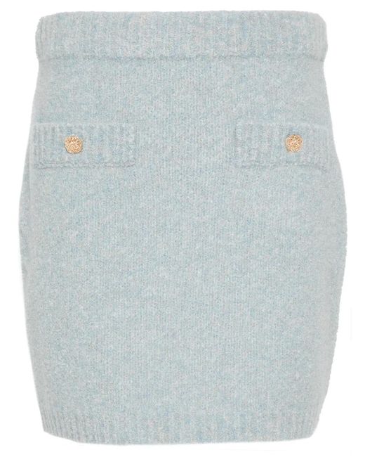 Allude Blue Marl-Knit Mini Skirt