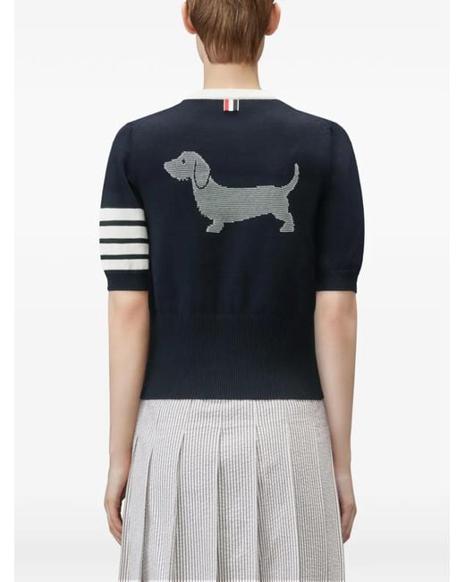 Thom Browne Blue T-Shirt Hector En Maille Intarsia