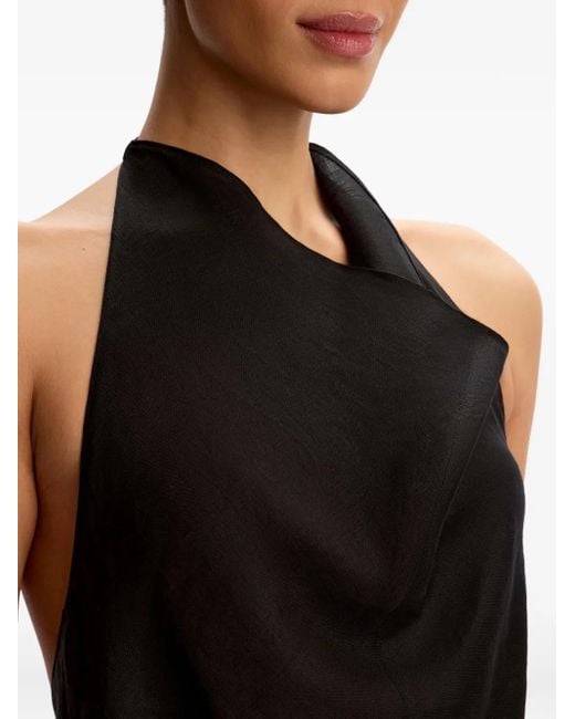 12 STOREEZ Black Halterneck Cowl-Neck Blouse