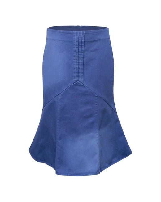 ShuShu/Tong Blue Pintuck-Detail Flared Skirt