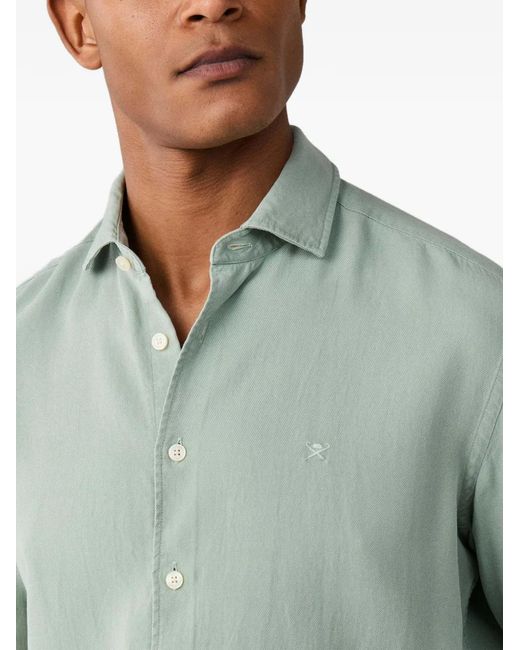 Hackett Green Chemise Teinte En Pièce En Coton Texturé for men