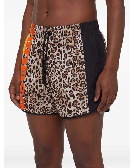 DSquared² Zwembroek Met Luipaard-Print En Logo in het Brown voor heren