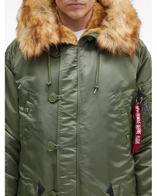 Alpha Industries Green Hooded Coat for men