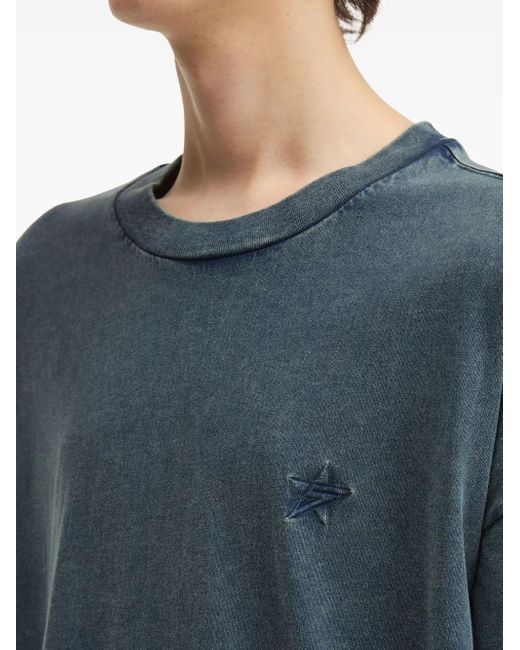 FIVE CM Blue Denim-Sleeve Cotton T-Shirt for men