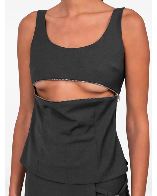Paloma Wool Black Isee Zip-Detail Top