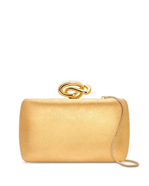 Oscar de la Renta Natural Knot Minaudière Textured-Finish Clutch Bag