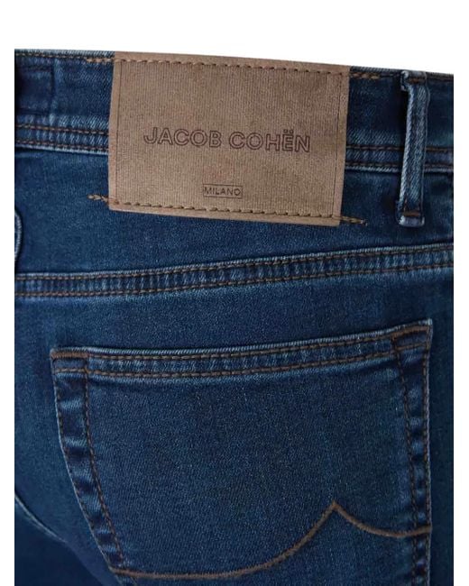 Vaqueros con parche del logo Jacob Cohen de hombre de color Blue