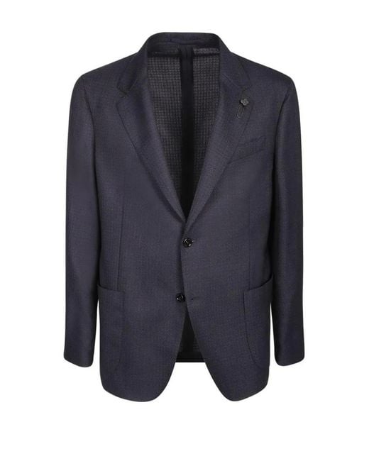 Lardini Blue Roma Flower-Detail Blazer for men