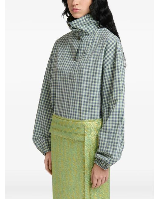 Marni Blue Checked Drawstring Shirt