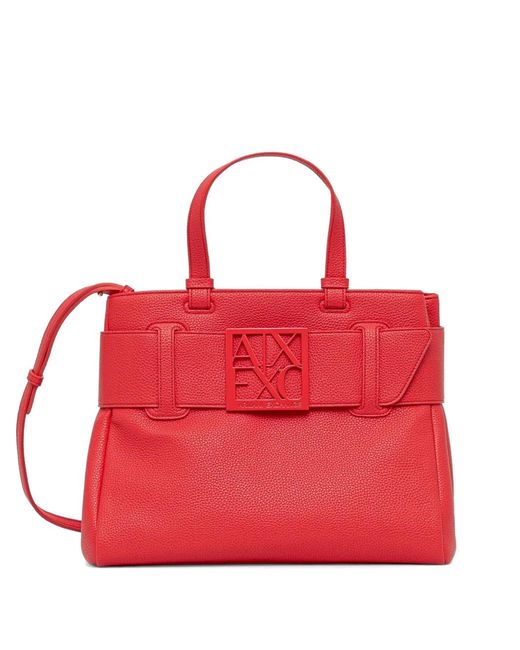 ARMANI EXCHANGE Red Belt-Detail Tote Bag
