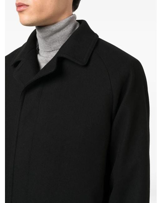 Tagliatore Black Loyds Buttoned Coat for men