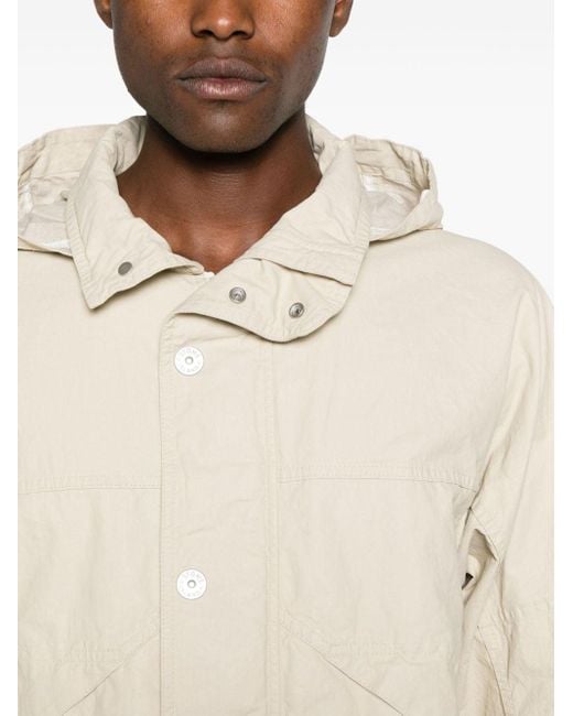Stone Island Natural Raw Plated Linen Hooded Jacket for men
