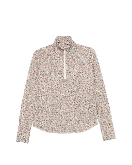 The Great Natural Floral-Print Quarter-Zip T-Shirt