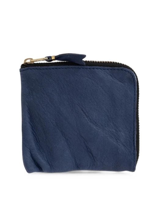 Comme des Garçons Blue Grained Leather Wallet