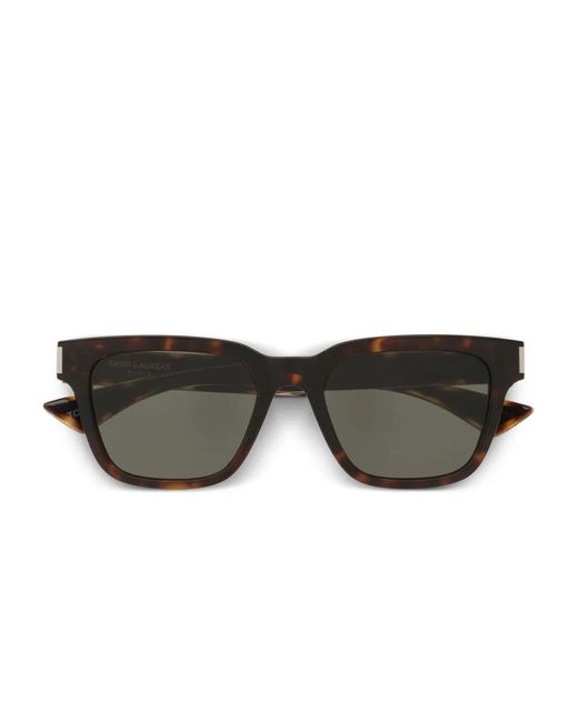 Saint Laurent Gray Tortoiseshell Square Sunglasses