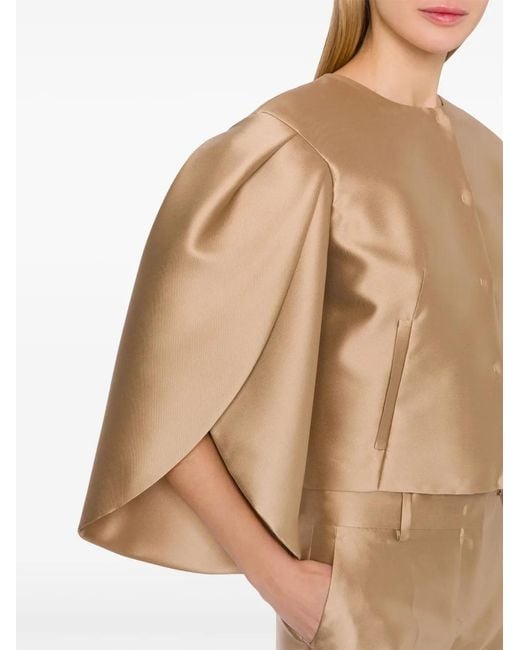 Alberta Ferretti Natural Petal-Sleeve Mikado Jacket