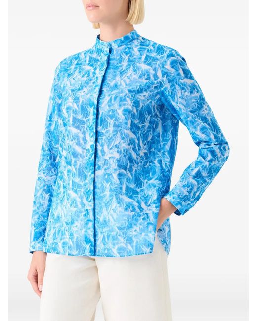 Akris Blue Blouse À Imprimé Whitecaps