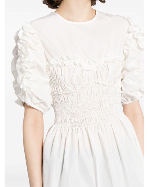 CECILIE BAHNSEN White Ruffled Flared Blouse