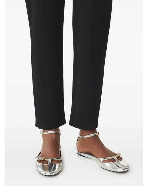 Lanvin White Buckle Ankle-Strap Ballet Flats