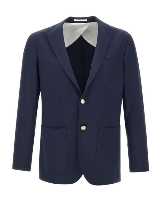 Barba Napoli Wollen Blazer in het Blue voor heren