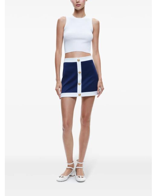 Alice + Olivia Blue Colton Colour-Block Mini Skirt