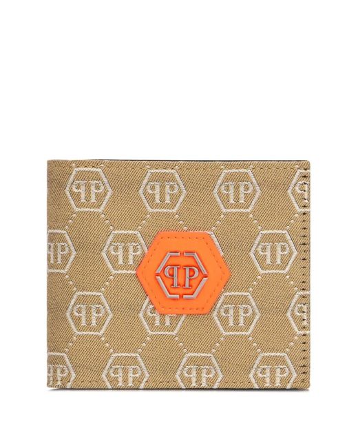 Philipp Plein Natural French Wallet Jacquard Monogram for men