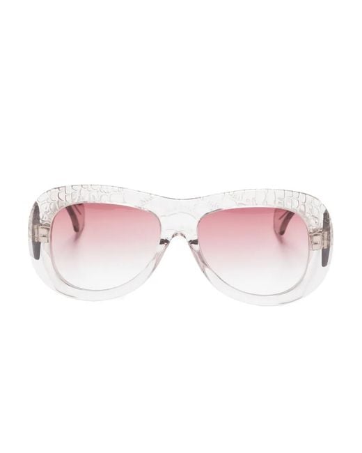Aquazzura Pink Bella 41 Textured-Frame Sunglasses