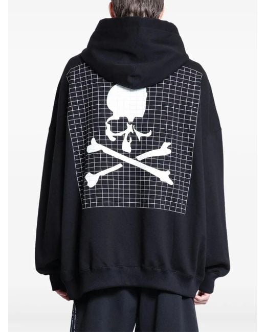 MASTERMIND WORLD Blue Grid-Motif Long-Sleeve Hoodie for men