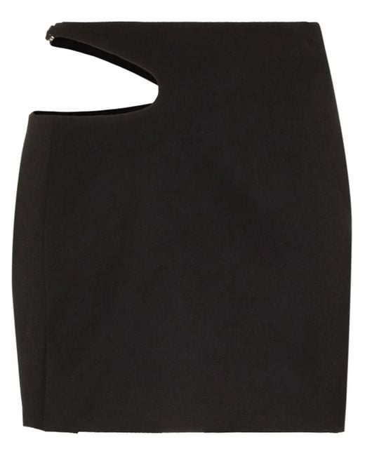 Low Classic Black Curve Hole Cut-Out Detail Mini Skirt