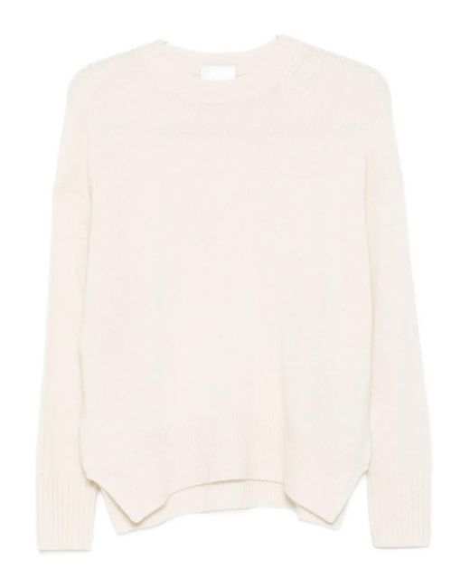 Allude Natural Round-Neck Cashmere Sweater