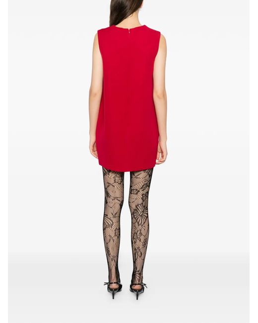 knee length dresses for ladies No Comparison Red Floral Embroidered Mini Shift Dress